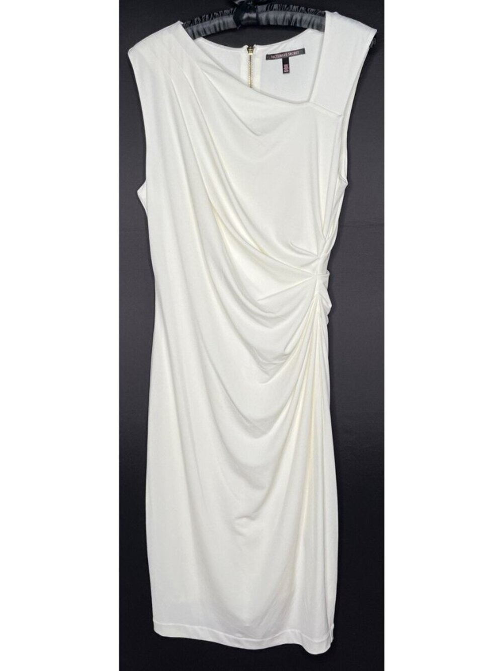 Victoria's Secret Women's Asymmetrical Shift Ruched Dress - White XS